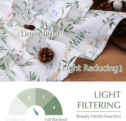 jinchan Ruffled Floral Valance Linen Shabby Chic Small Window Curtain 18 Inch - Image 8