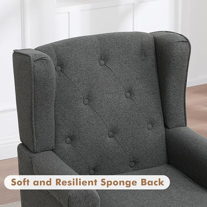 Accent Chair Set of 2, Mid Century Modern Fabric Wingback Chair, Upholstered - Image 6