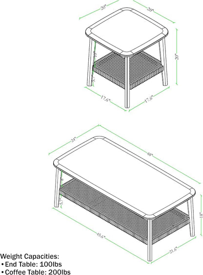 Alaterre Furniture Calais 3-Piece Solid Wood Coffee Table Set - Image 2