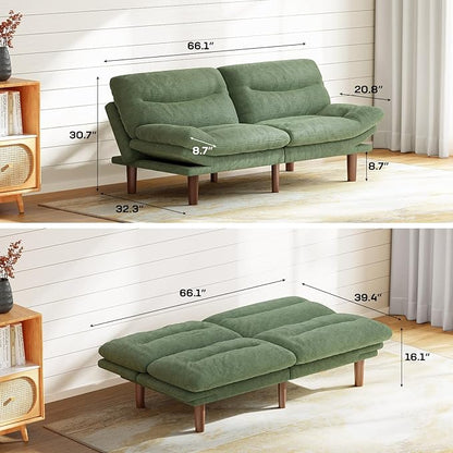 Marsail 66" Futon Sofa Bed, Futon Couch - Image 2