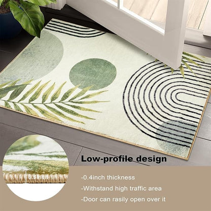 RoomTalks Boho Green Cute Bathroom Rugs Bath Mat Non Slip Washable, Modern - Image 2