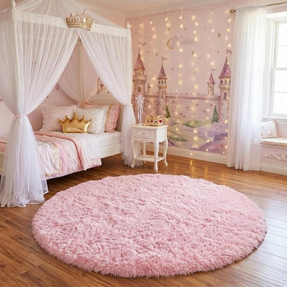Amdrebio Pink Round Area Rugs 8Ft - Image 9