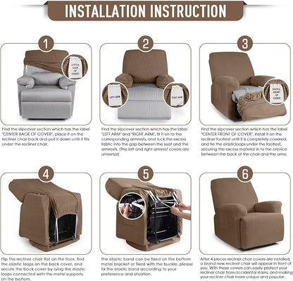 TAOCOCO Recliner Cover 4-Pieces, Recliner Stretch Sofa Slipcover, Recliner - Image 6
