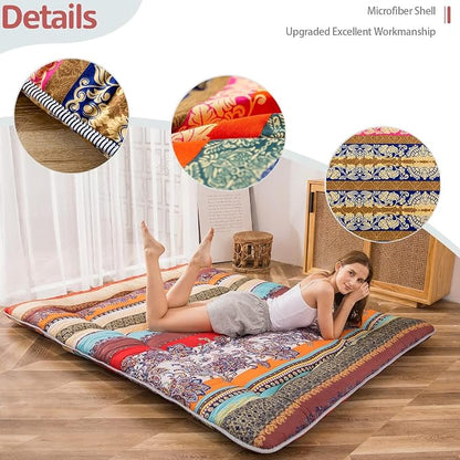 MAXYOYO Bohemian Retro Floor Mattress Vintage Floral Japanese Futon Mattress - Image 5