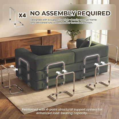 GRUSIGN 78 Inch Convertible Sofa Bed, 5-in-1 Futon Sofa Bed Pull Out Couch - Image 4