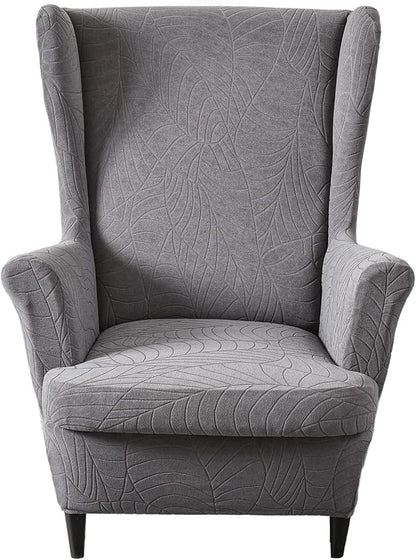 KRFOONN Stretch Wing Chair Slipcovers Jacquard 2 Piece Wingback Chair Covers by KRFOONN