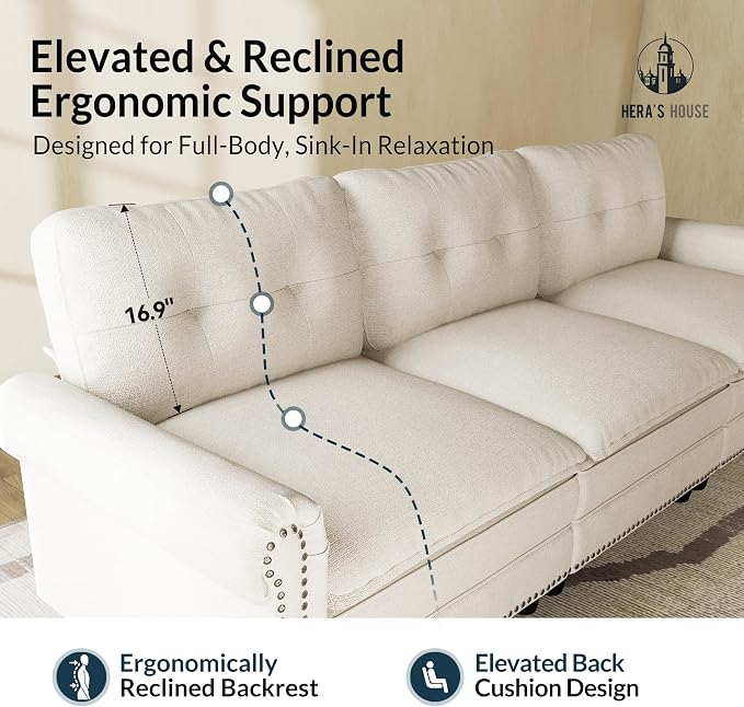HERA'S HOUSE 116.11" Mid-Century Modern Couch, Oversized Sectional Couch - Image 9