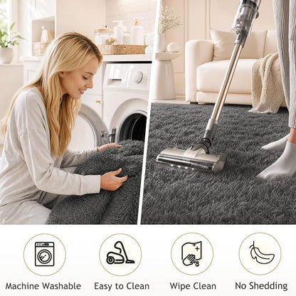 Ophanie 7x10 Area Rugs for Living Room, Upgrade Non-Slip Fluffy Soft Large Shag - Image 3