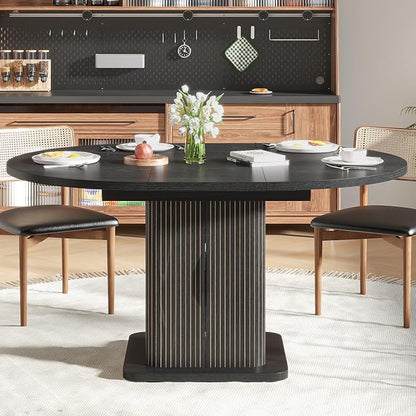 Extendable Black Round Dining Table - Image 3