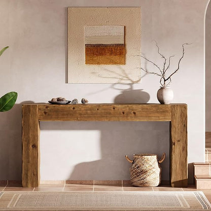 Solid Wood Console Table, 63-Inch Farmhouse Sofa Table Behind Couch - Image 4