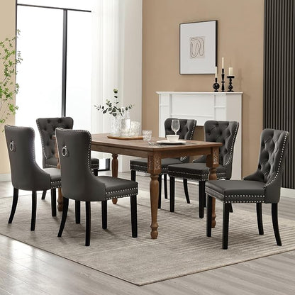 KCC Faux Leather Dining Chairs Set of 4, Upholstered High-end Tufted Dining - Image 9
