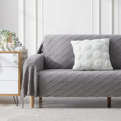 BOURINA Light Grey Throw Blanket 50 x90 Inches Throw Textured Solid Soft Sofa - Image 2