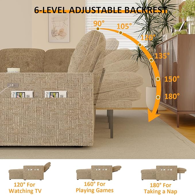 Modular Sectional Sleeper Sofa Bed, Couches - Image 4