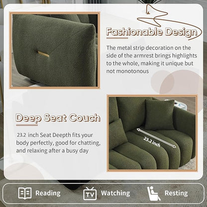 Antetek 78" Modern Sofa Couch, Comfy Deep Seat Teddy Cloud Sofa, Upholstered - Image 5