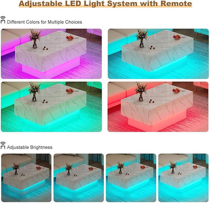 HedoAjim White Marble LED Coffee Table - Image 4