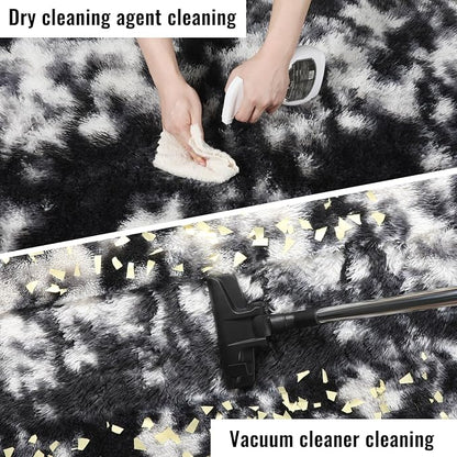 PAGISOFE Black White Grey Rugs for Living Room 5x8, Shag Fuzzy Fluffy - Image 6