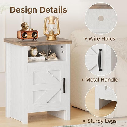 JUMMICO Farmhouse Nightstand, Modern Bedside Table - Image 3