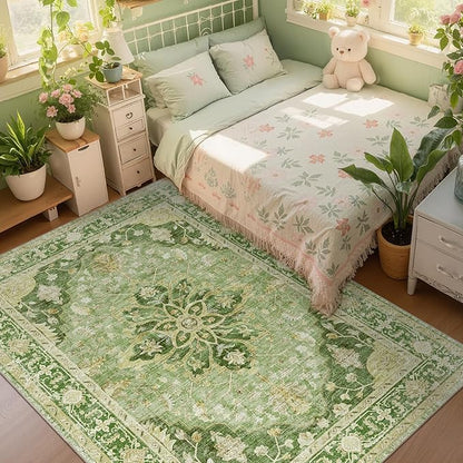 RELEANY Area Rugs 5'x7' Washable Non-Slip, Floral Vintage Distress Print - Image 3