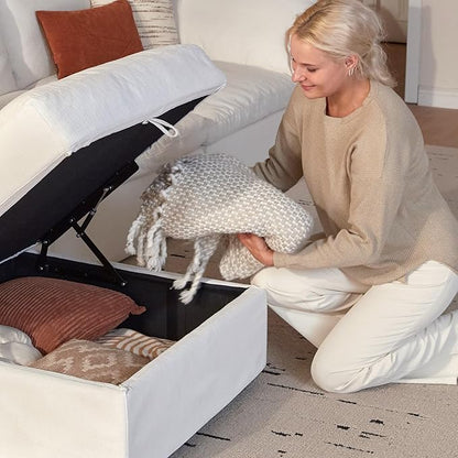 Cloud Couch Sectional 113.8'' Oversized Modular Deep Seat Sofa Bed Comfy White - Image 3