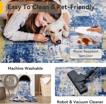 RELEANY Washable Area Rugs Square 6ft Non-Slip Modern Abstract Soft - Image 4