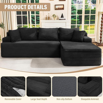 Hobestluk Modular Sectional Sofa Couches L-Shape Couch 3 Seat Modular Sofa - Image 4