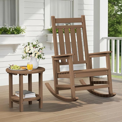 SERWALL Round Outdoor Side Table Set of 2, HDPE Small Adirondack Double End - Image 2