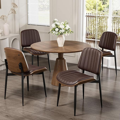 REONEY Dining Chairs Set of 4, Mid-Century Modern Upholstered PU Leather Chairs by REONEY