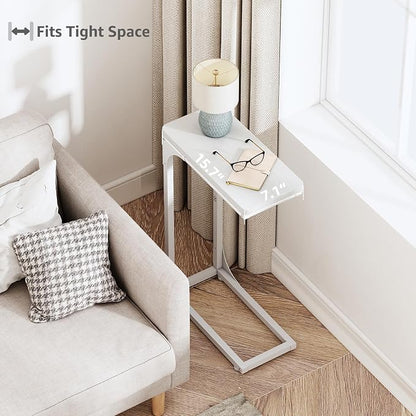 QEEIG Narrow C Shaped Side Table Set of 2 Living Room Sets Slim Couch Tray - Image 4