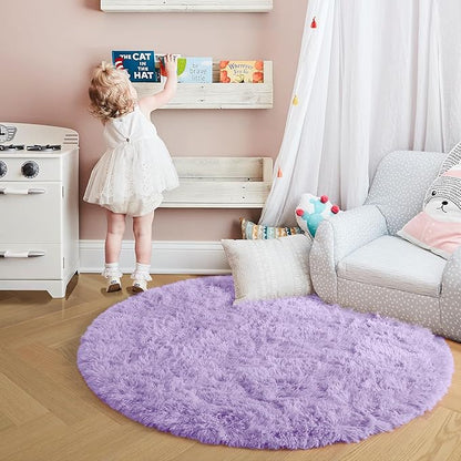 Amdrebio Light Purple Large Round Rugs 6Ft - Image 7