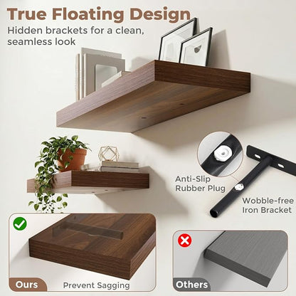 12 inch Deep Floating Shelves for Wall, 48 inch Wide Engineered Wood Wall - Image 4