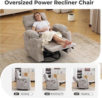 Oversized Power Recliner Chair Swivel Glider - Image 7