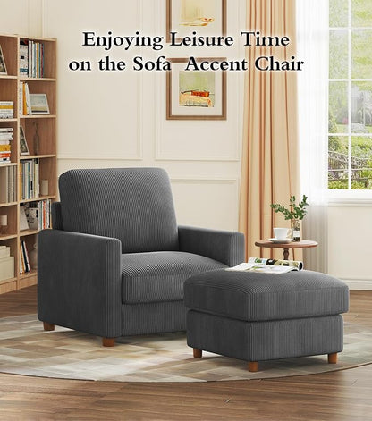 Kidirect 35.5in Oversized Accent Chair, Corduroy Reading Chair - Image 7
