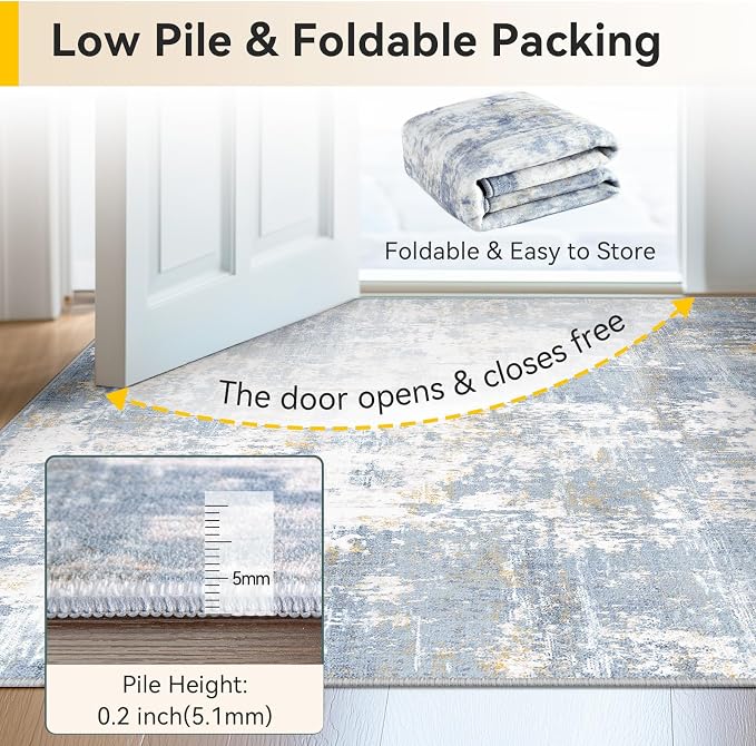 RELEANY Washable Area Rugs 6'x9' Non-Slip Modern Abstract Soft - Image 8