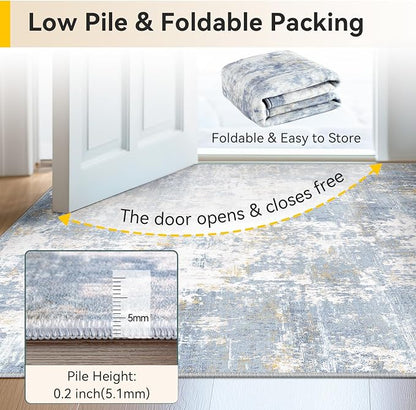 RELEANY Washable Area Rugs 6'x9' Non-Slip Modern Abstract Soft - Image 8