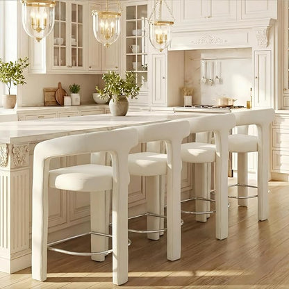 HNY 26 Inch Velvet Modern Tall Barrel Bar Stools Set of 4, Upholstered Barstools - Image 8