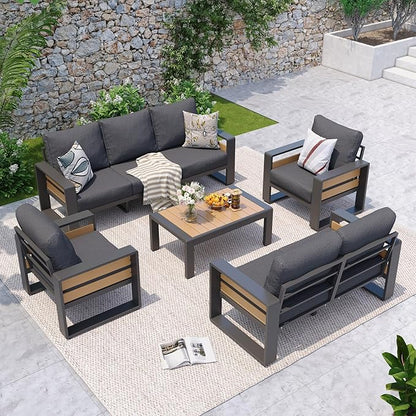 Aoxun Aluminum Patio Furniture Set, 7 Seats Luxury Metal Patio Furniture by Aoxun