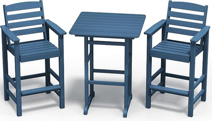 SERWALL Balcony Adirondack Chairs and Table 3 Pieces Set, Adirondack Bar Height by SERWALL