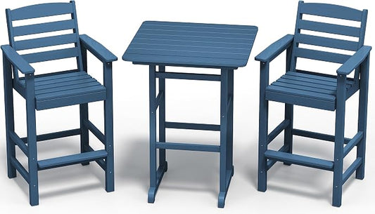 SERWALL Balcony Adirondack Chairs and Table 3 Pieces Set, Adirondack Bar Height by SERWALL