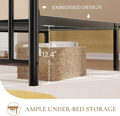 SHA CERLIN 14" Twin Size Metal Platform Bed Frame/Victorian Headboard and - Image 5