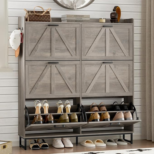 BORNOON Shoe Cabinet with 6 Flip Drawers Narrow Shoe Storage Cabinet Organizer by BORNOON