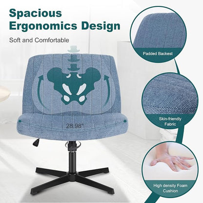 OLIXIS Criss Cross Chairs Legged Armless No Wheels Wide Seat Height Adjustable - Image 4