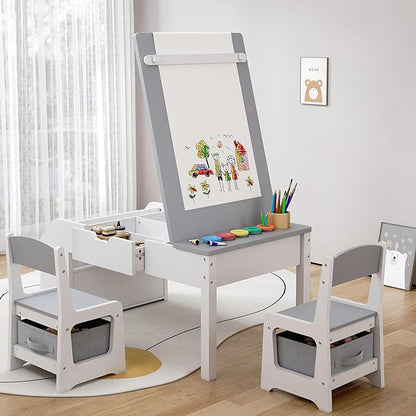 5-in-1 Kids Art Table and Chairs, Toddler Table and Chair Set, Craft Play Desk - Image 2