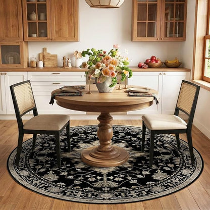 RELEANY Area Rugs Round 6ft Washable Non-Slip, Floral Vintage Distress Print - Image 2