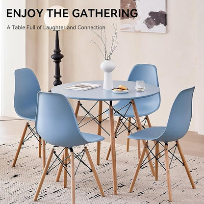 5-Piece Round Dining Table Set, Small 35.5" Kitchen Table Chairs Set of 4 Space - Image 6