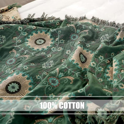 LUTBM Boho Throw Blanket for Bed 100% Cotton Ultra Soft Rustic Quilt Summer - Image 7