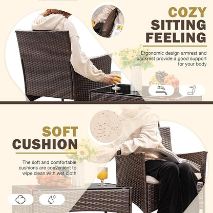 Homall 4 Pieces Outdoor Patio Furniture Sets Rattan Chair Wicker Set, Outdoor - Image 2