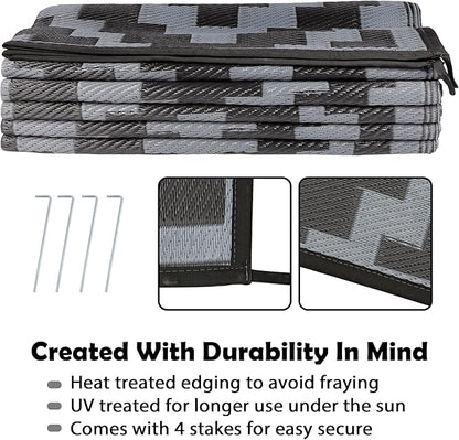 SAND MINE Waterproof Outdoor Rug 9x12 ft, Plastic Reversible Rug, Modern Area - Image 4