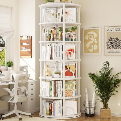 Aheaplus 6 Tier Rotating Bookshelf Tower, Revolving Bookcase, 360° Round - Image 8
