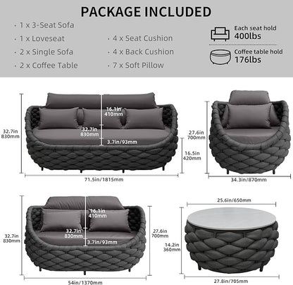 TWT 6-Piece Patio Furniture Set, Modern Outdoor Conversation Set Aluminum - Image 3