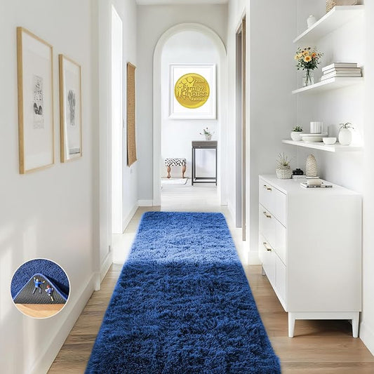 Ophanie Blue Runner Rug for Hallway, 2x6 Bedroom Bedside Living Room Rugs by Ophanie